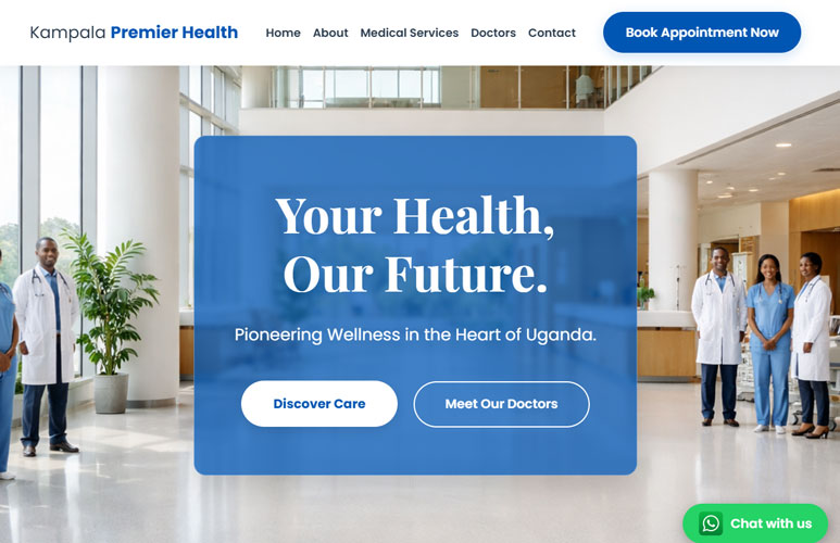 Live Demo: Kampala Premier Health - Professional website template for [ CLINIC APP ]