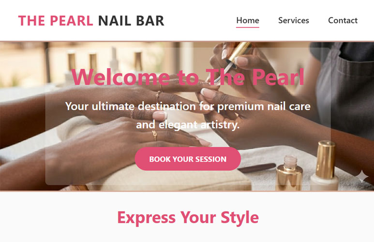 Website Demo: The Pearl Nail Bar - Professional template for Beauty & Wellness by Loovidra Agency