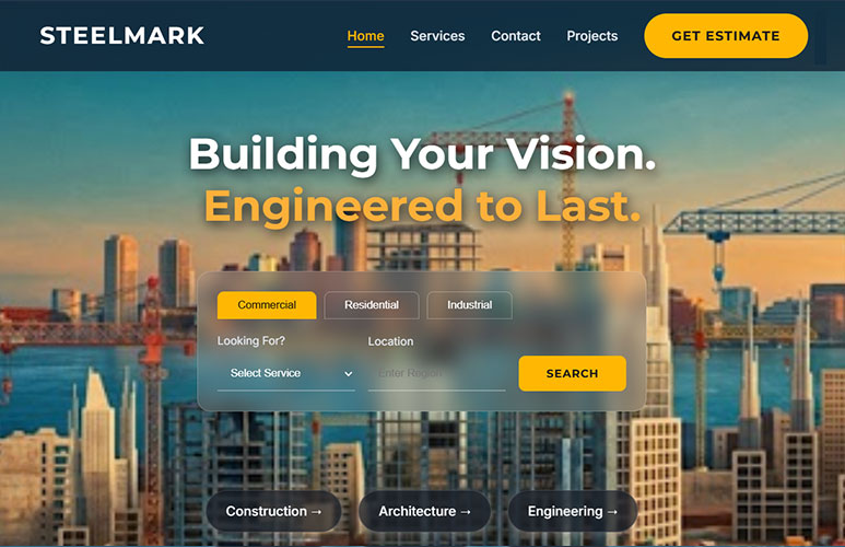 Website Demo: Steelmark - Professional template for Construction by Loovidra Agency