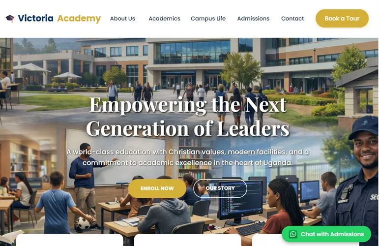 Premium website demo for Victoria Heights Academy – [ ACADEMY ] platform in Kampala