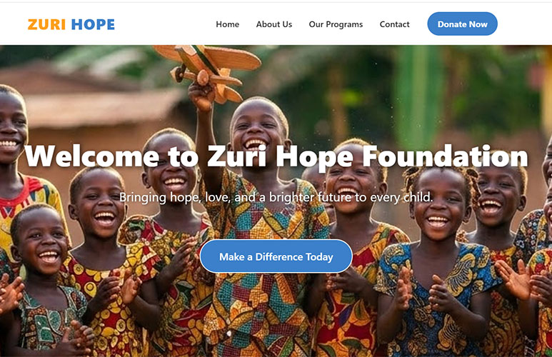 Website Demo: Zuri Hope Foundation - Professional template for NGO / NON-PROFIT / CHARITY by Loovidra Agency