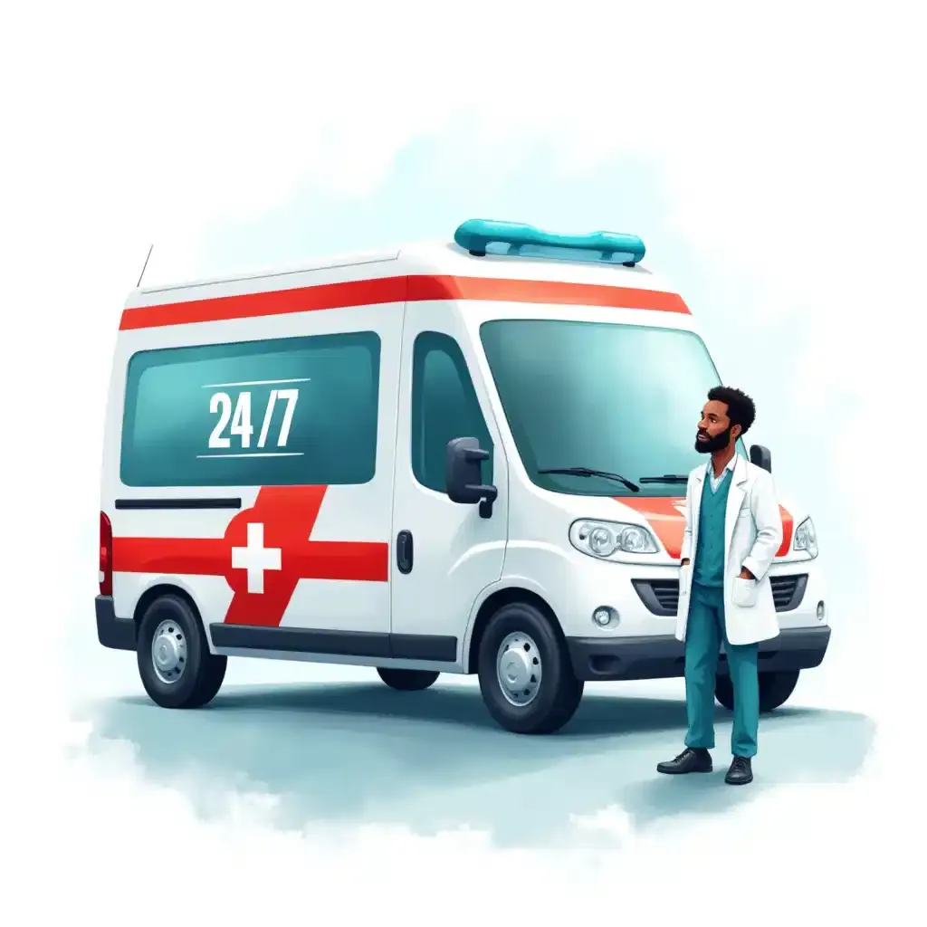 24/7 Emergency Ambulance Icon