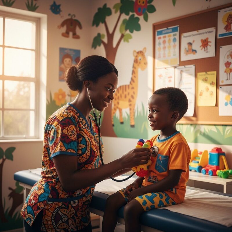Doctor checking child